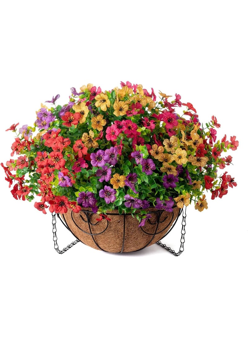 Barakah سلة زهور نباتات معلقة صناعية مزيفة لتزيين الصيف في الهواء الطلق، ألوان زاهية من الأقحوان والأوكاليبتوس مقاومة للأشعة فوق البنفسجية تبدو حقيقية للمدخل والمنزل والفناء والشرفة والحديقة (ملون) - Image 5