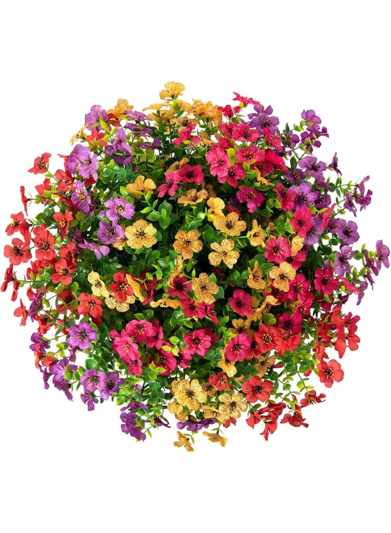 Barakah سلة زهور نباتات معلقة صناعية مزيفة لتزيين الصيف في الهواء الطلق، ألوان زاهية من الأقحوان والأوكاليبتوس مقاومة للأشعة فوق البنفسجية تبدو حقيقية للمدخل والمنزل والفناء والشرفة والحديقة (ملون) - Image 3