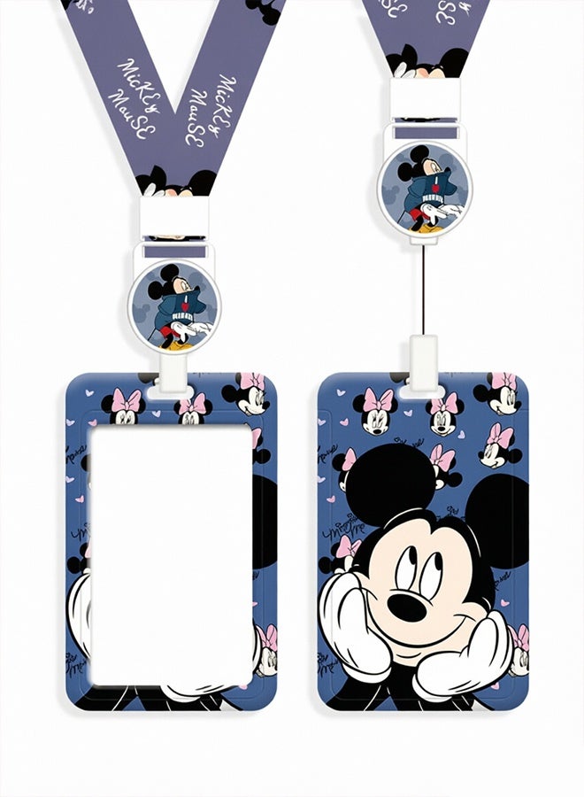 Mickey Mouse Retractable Lanyard with ID Card Holder - Cute Cartoon Badge Reel for Students & Office Workers - Image 1