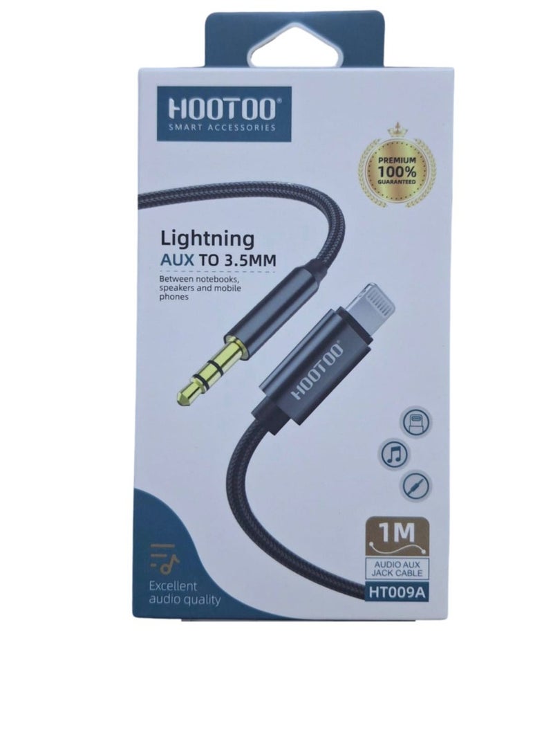 HooToo HOOTOO - Audio cable for iPhone from Lightning to AUX, fabric, 1m long, HOOTOO brand  - Image 1