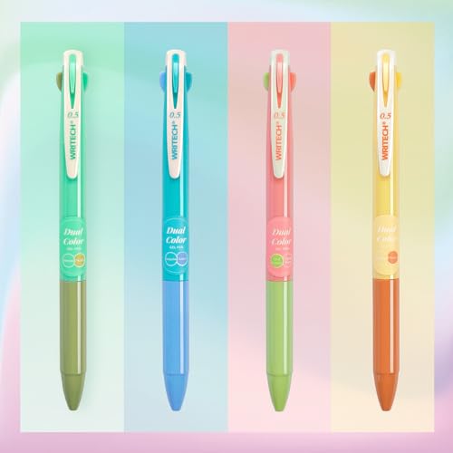 WRITECH Multi Colored Gel Pens: 0.5mm 2 in 1 Assorted Color Ink Fine Point Tip Aesthetic Retractable Pen Smooth Writing No Bleed For Journaling Coloring Drawing 8ct - Image 3
