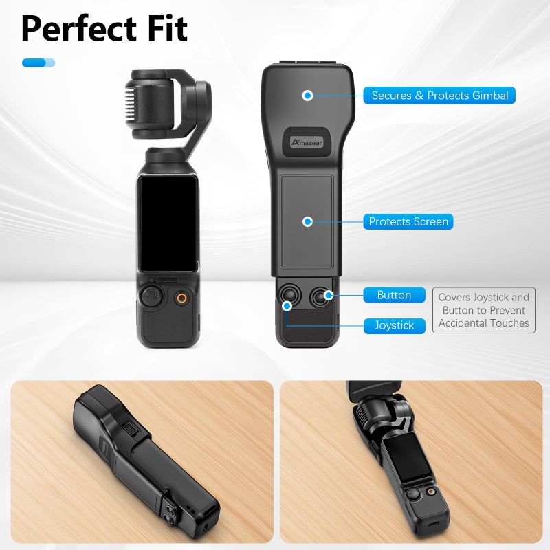 AMAZEAR Gimbal Screen Protective Cover for DJI Osmo Pocket 3 Accessories, Lens Cap Hard Case for Xtra Muse Gimbal Vlog Camera with Soft Lining, Compact Design, Quick Open/Close, Black - Image 2