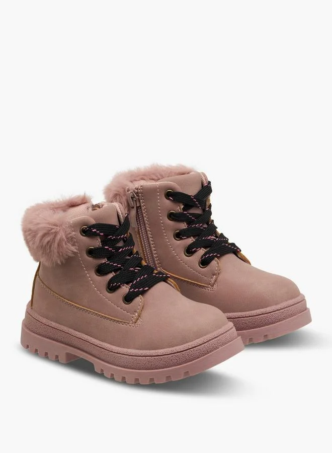 Flora Bella By Shoexpress Girls Faux Fur Detail High Cut Boots