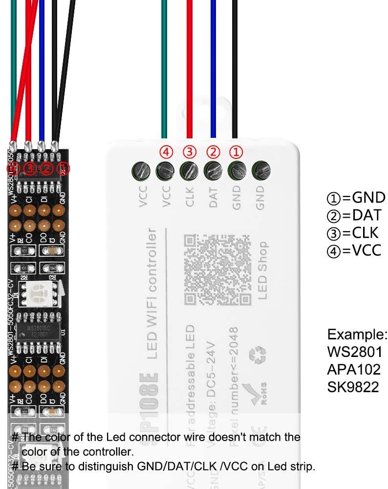 protium WiFi SP108E Controller for WS2811 WS2812B WS2815 WS2801 SK6812 WS2813 SK9822 APA102C etc - Image 3