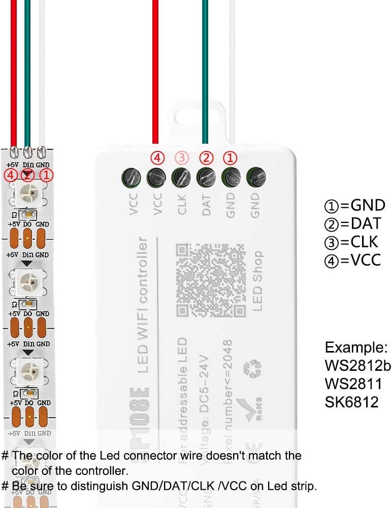 protium WiFi SP108E Controller for WS2811 WS2812B WS2815 WS2801 SK6812 WS2813 SK9822 APA102C etc - Image 2