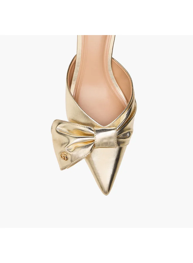 Celeste Women's Bow Accent Slip-On Shoes with Kitten Heels