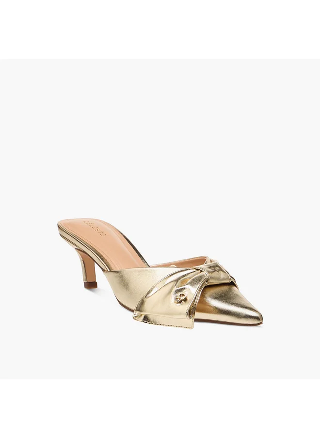 Celeste Women's Bow Accent Slip-On Shoes with Kitten Heels