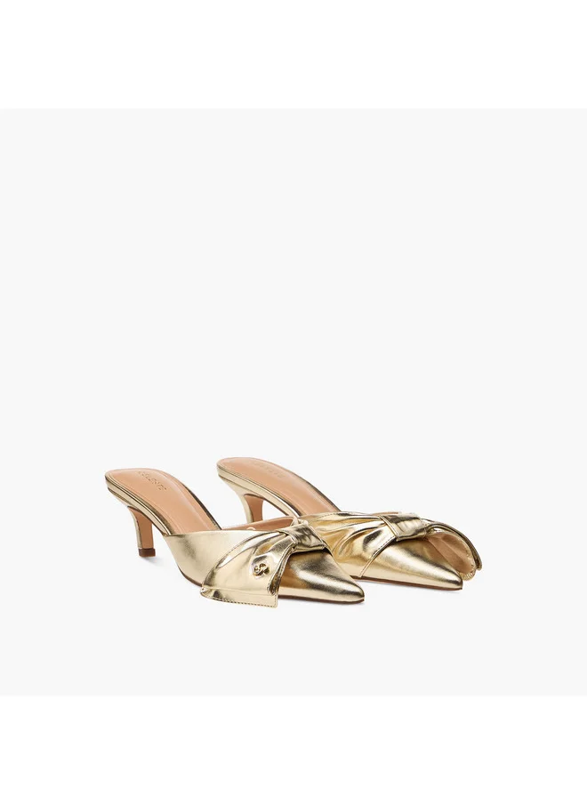 Celeste Women's Bow Accent Slip-On Shoes with Kitten Heels