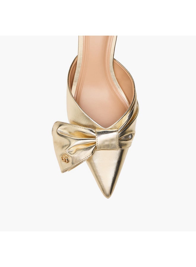 Celeste Women's Bow Accent Slip-On Shoes with Kitten Heels - Image 4