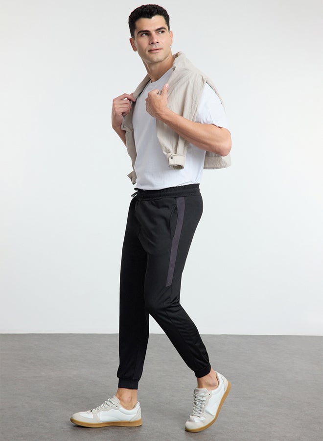 trendyol Black Regular/Normal Cut Color Block Sports Sweatpants TMNAW25EA00030 - Image 2