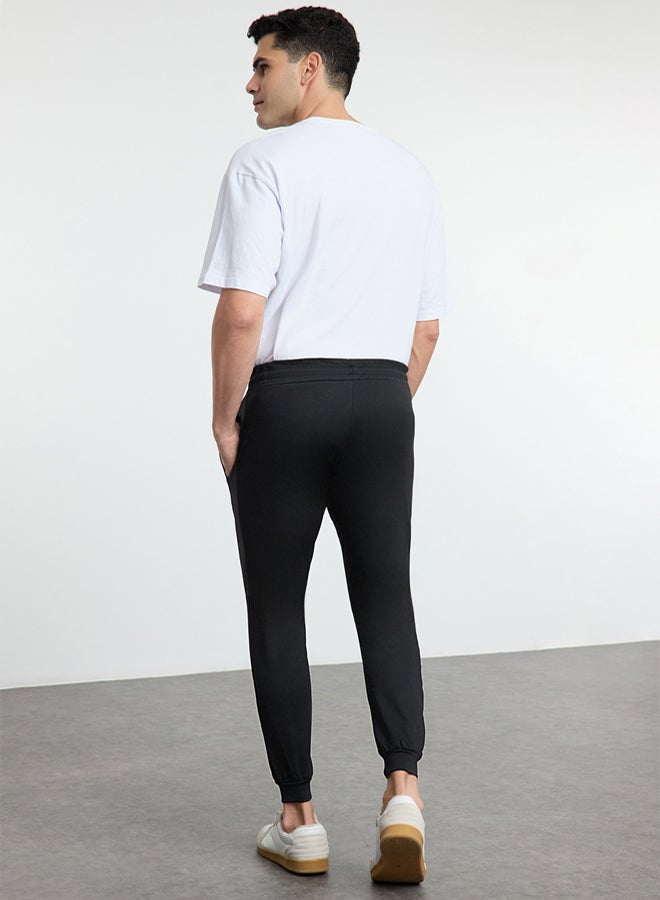 trendyol Black Regular/Normal Cut Color Block Sports Sweatpants TMNAW25EA00030 - Image 4