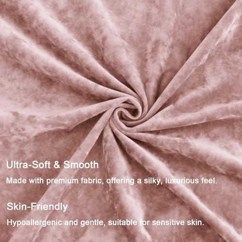 LR Rocaloca Greek Velvet Euro Sham Covers Set of 2 26x26 Luxury Soft Solid Pillow Covers for Living Room Bedroom Yard,Pink - Image 2