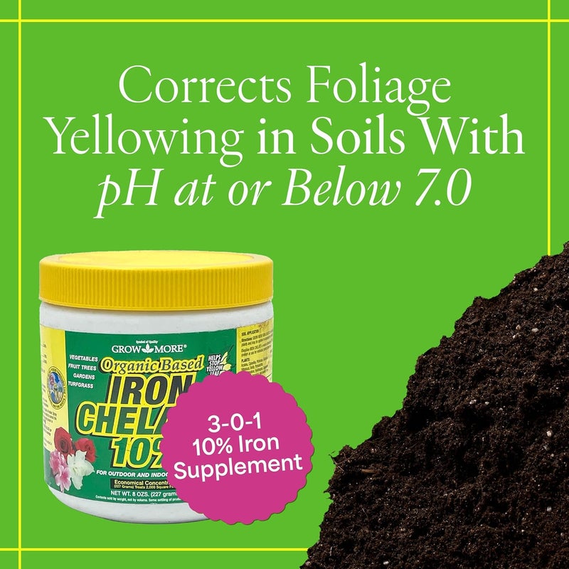 Grow More Organic Iron Chelate Concentrate 10% - 8oz Water Soluble Iron Supplement for Indoor & Outdoor Plants - Image 2