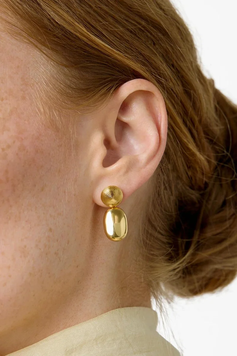 LIE STUDIO Gleaming Ridged Drop Earrings