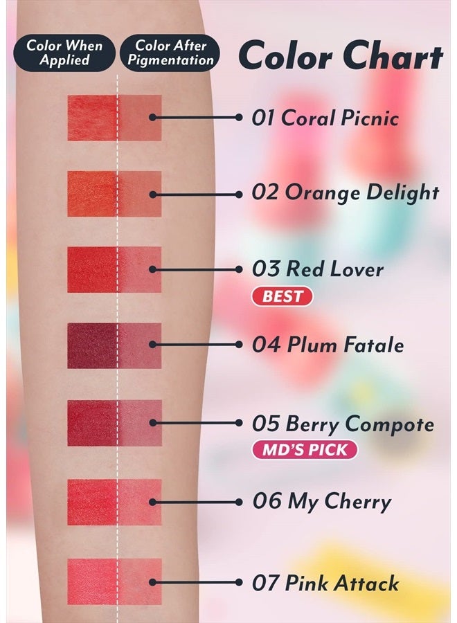 I'M MEME Water Gel Tint - Color Key Ring | Gift, Highly-pigmented, Long Lasting, Travel-Friendly, Lip Stain, 01 Coral Picnic, 0.09 Oz - Image 5