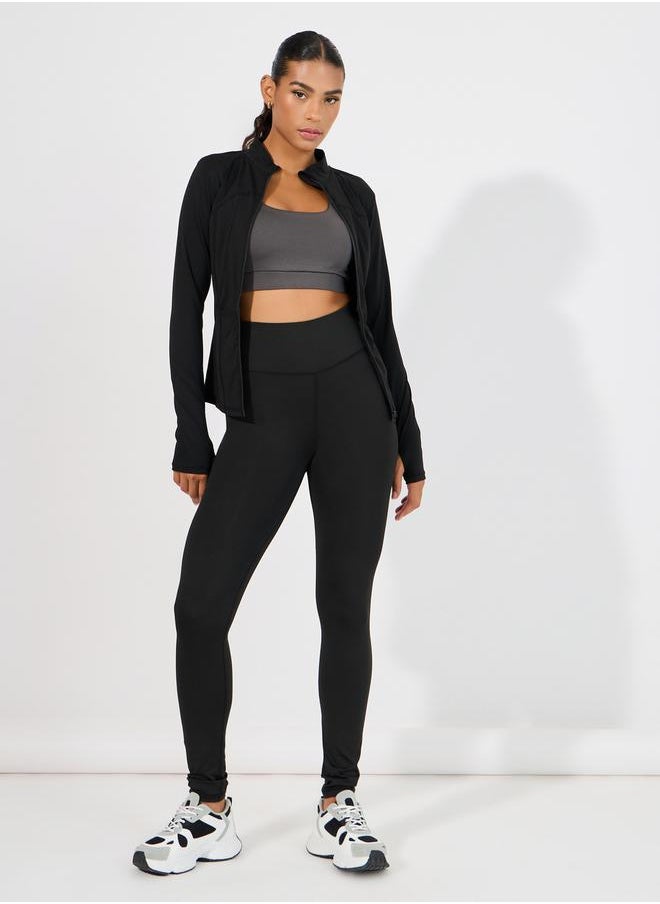 Styli Stitch & Thumbhole Detail Zip Up Jacket  - Image 3