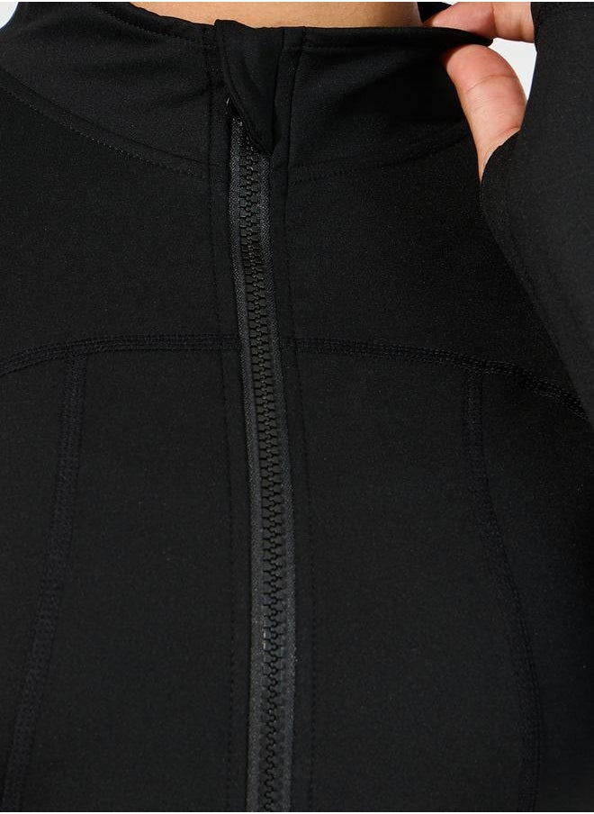 Styli Stitch & Thumbhole Detail Zip Up Jacket  - Image 4