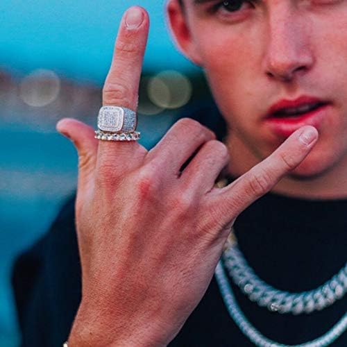 JINAO Gold Ring for Men Women Hip Hop 14K Gold Plated Custer Iced Out Lab Simulated Diamond Band Bling Pinky Ring (8) - Image 5