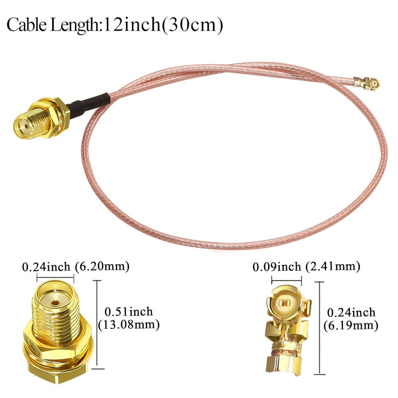 TUOLNK 5 قطع كابل محوري SMA أنثوي إلى IPX U.FL RG178، 12 بوصة (30 سم) كابل تمديد منخفض الفقد SMA MHF1 لجهاز توجيه WiFi، هوائي، كاميرا أمنية، أجهزة GPS، إلخ. - Image 3