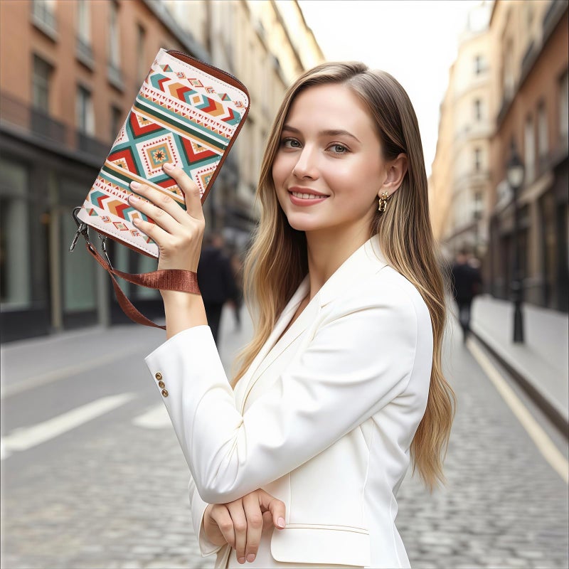 WHHMK Cute Wallet, Rfid Wallet for Women, 2026 Boho Aztec Ladies Wallets with Wrist Strap, Women's Wallets is Capable of Holding Coins Passport Phone Credit Cards Cash - Image 3
