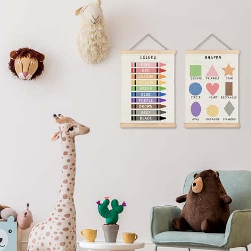 Supwhd Shapes Colors Posters for Classroom Wall, Shapes Colors Learning Poster Hanger Frame Wall Decor for Classroom Nursery Kids Room Playroom Preschool Decor, 12x16 Set of 2 - Image 4