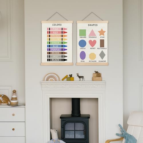 Supwhd Shapes Colors Posters for Classroom Wall, Shapes Colors Learning Poster Hanger Frame Wall Decor for Classroom Nursery Kids Room Playroom Preschool Decor, 12x16 Set of 2 - Image 3