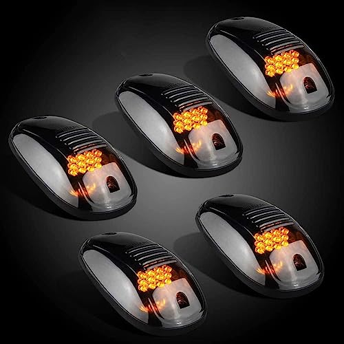 AutoBizarre Set of 5 pcs Smoked Lens Amber/Yellow/Orange Emergency Clearance Warning Strobe Light Cab Roof Top Marker Running Lights For All Cars, Vans, Trucks, Pickup, SUVs, 4x4 Off Roading Cars - Image 3