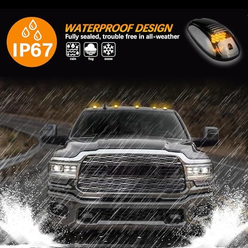 AutoBizarre Set of 5 pcs Smoked Lens Amber/Yellow/Orange Emergency Clearance Warning Strobe Light Cab Roof Top Marker Running Lights For All Cars, Vans, Trucks, Pickup, SUVs, 4x4 Off Roading Cars - Image 4
