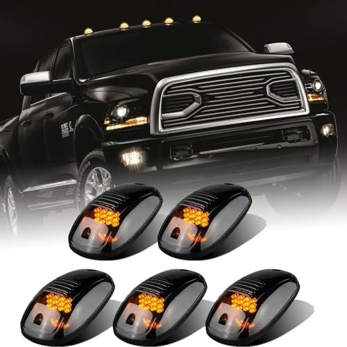 AutoBizarre Set of 5 pcs Smoked Lens Amber/Yellow/Orange Emergency Clearance Warning Strobe Light Cab Roof Top Marker Running Lights For All Cars, Vans, Trucks, Pickup, SUVs, 4x4 Off Roading Cars - Image 1
