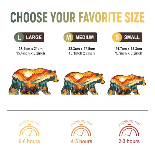 Purdicra Wooden Puzzles for Adults Bears in The Forest Wooden Jigsaw Puzzle Unique Animal Shaped Wood Puzzles Adult Christmas Birthday Gifts for FriendsFamily Home Decor 131 7in 160pcs - Image 5