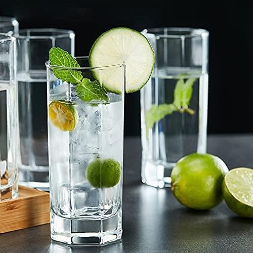 ConvertKitchen Octagonal Design Highball Glasses for Drinking Juice and Water 300ml Set of 6 - Image 4