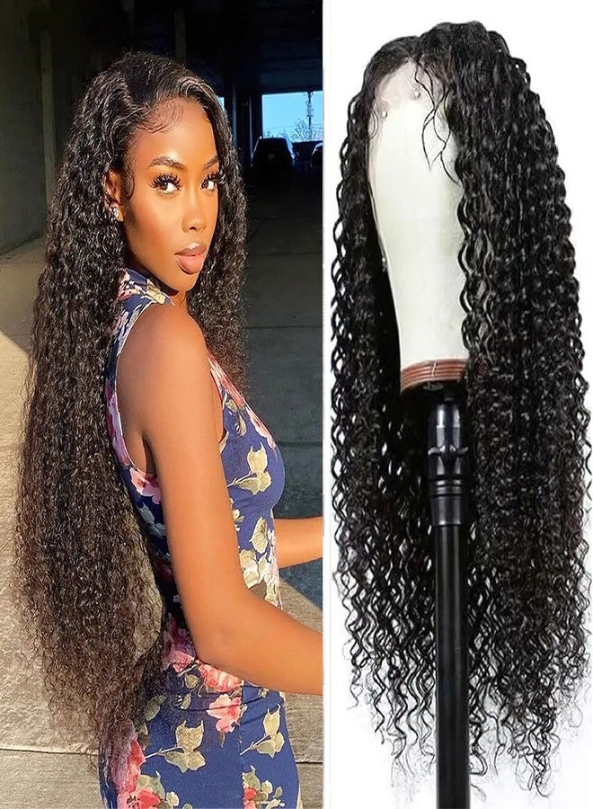 AUOCATTAIL Curly Wigs 13x4 HD Lace Deep Wave Front 180% Density Pre-Plucked with Protein Silk Synthetic Simulation Human Hair for Black Women 26 Inch - Image 1