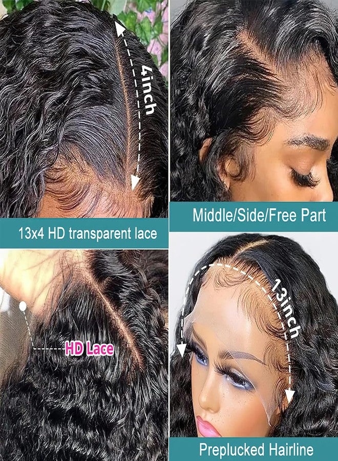 AUOCATTAIL Curly Wigs 13x4 HD Lace Deep Wave Front 180% Density Pre-Plucked with Protein Silk Synthetic Simulation Human Hair for Black Women 26 Inch - Image 4
