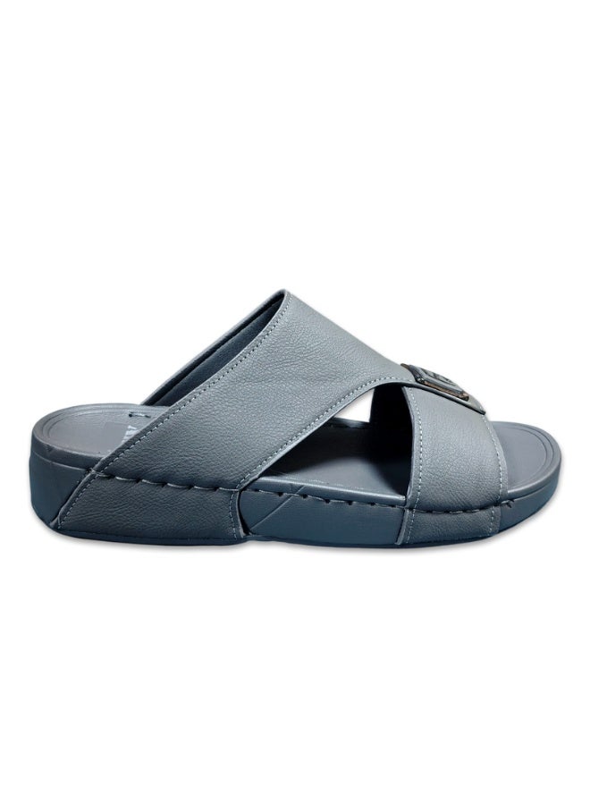Amity Men's Grey Slide Sandals, Faux Leather Casual Slip‑on Slippers - Image 1