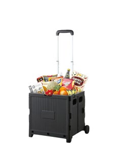 Home Smart Home Smart Foldable Storage Shopping Cart Multifunctional Storage Cart Portable And Lightweight For Groceries Travel Picnic Camping Office Classic Edition (Black)  - Image 1