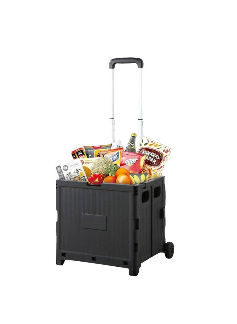 Home Smart Home Smart Foldable Storage Shopping Cart Multifunctional Storage Cart Portable And Lightweight For Groceries Travel Picnic Camping Office Classic Edition (Black)  - Image 1