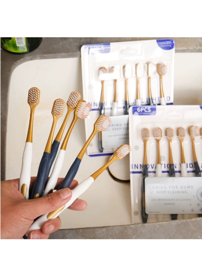 Family Pack Soft Wide-Head Toothbrushes (6 Count) - Gentle Gum Protection, Efficient Cleaning for Adults - Image 2