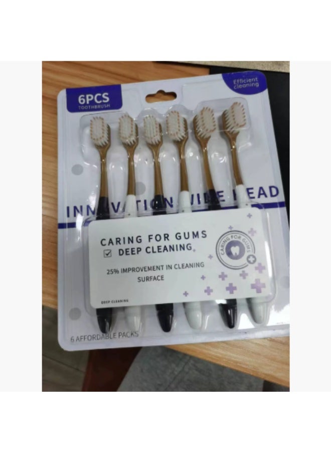 Family Pack Soft Wide-Head Toothbrushes (6 Count) - Gentle Gum Protection, Efficient Cleaning for Adults - Image 4