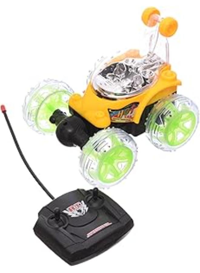 سيارة تحكم عن بعد دوارة بزاوية 360 درجة مع شخصيات للأطفال، هدية، متعة وترفيه - أصفر