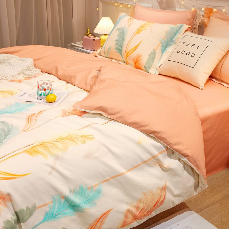 SAPHREAS Plant Reeds Beige Duvet Cover Set Twin Size Cotton 3 Piece Bedding Comforter Duvet Cover Set 1 Duvet Cover 2 Pillow Shams - Image 3