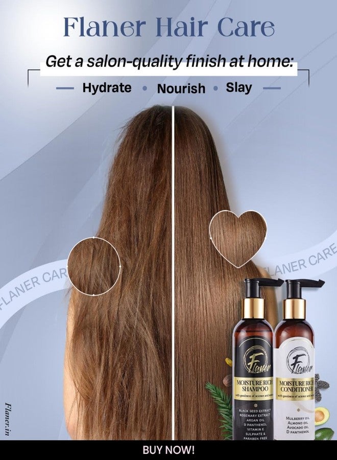 فلانر مجموعة فلانر للشامبو والبلسم المرطب - مع حبة البركة، وإكليل الجبل، وزيت الأرغان، وزيت اللوز، وفيتامين هـ، ود-بانثينول | للتحكم في تساقط الشعر وإصلاحه | للشعر الجاف، والمجعد، والتالف | 200 مل لكل عبوة - Image 2