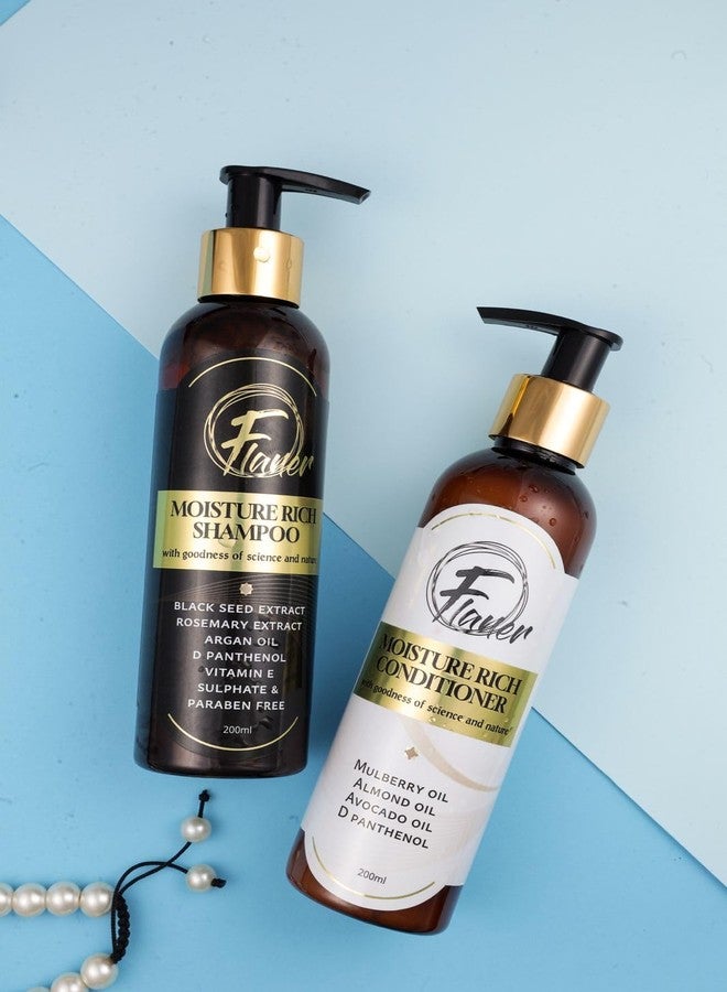 فلانر مجموعة فلانر للشامبو والبلسم المرطب - مع حبة البركة، وإكليل الجبل، وزيت الأرغان، وزيت اللوز، وفيتامين هـ، ود-بانثينول | للتحكم في تساقط الشعر وإصلاحه | للشعر الجاف، والمجعد، والتالف | 200 مل لكل عبوة - Image 5