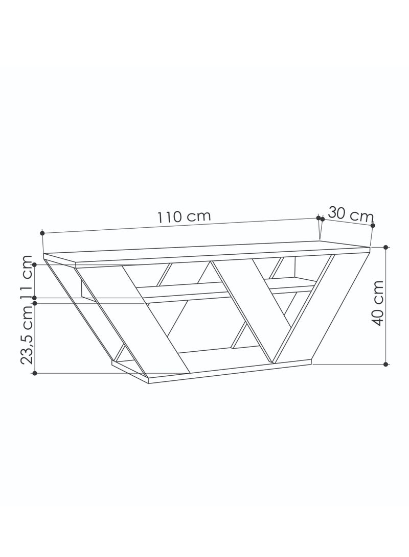 موراه حامل تلفزيون عصري من موراه هوم بيبرالا لأجهزة التلفزيون حتى 43 بوصة - أرفف تخزين هندسية - وحدة تحكم لغرفة المعيشة أو غرفة النوم أو المكتب - 30 × 40 × 110 سم - خشب البلوط - Image 5