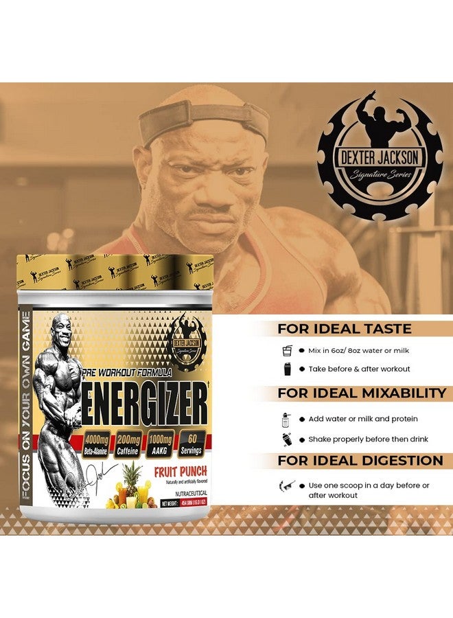 DEXTER JACKSON ديكستر جاكسون إنرجيزر | مسحوق قبل التمرين | نكهة فواكه البونش | 60 حصة، 454 جرام - Image 4