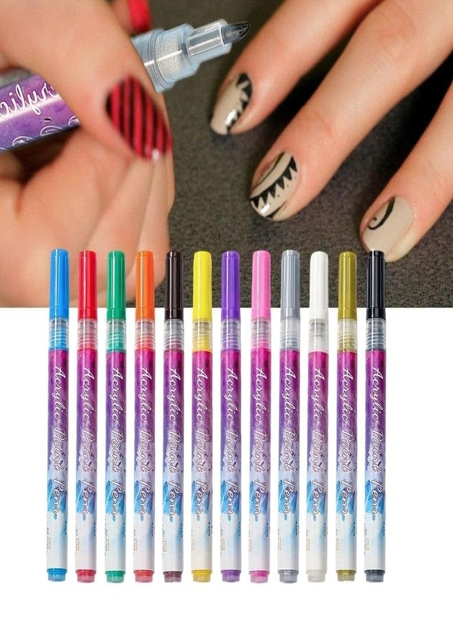Bolt Bee 12 Colors Nail Art Pens, 3D Painted Drawing Graffiti Liner Point Quick Dry & Waterproof DIY Painting Pen, Doting Flower Letter Abstract Lines Details Pen Nail Art Kit - Image 3