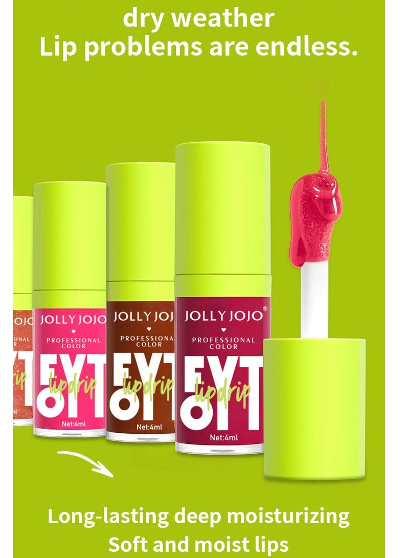 JOLLY JOJO Big Brush Head Lip Oil Set, Ultra-Hydrating & Nourishing, Smooth Glossy Finish Lip Glow Oil, Shiny and Vegan Tinted Lip Gloss, Non-Sticky Formula,Transparent Nude,2 PCS - Image 3