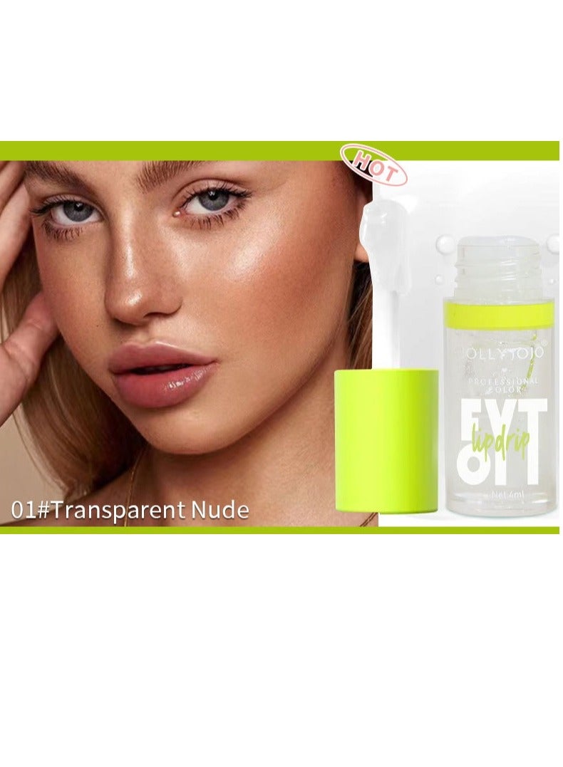 JOLLY JOJO Big Brush Head Lip Oil Set, Ultra-Hydrating & Nourishing, Smooth Glossy Finish Lip Glow Oil, Shiny and Vegan Tinted Lip Gloss, Non-Sticky Formula,Transparent Nude,2 PCS - Image 5