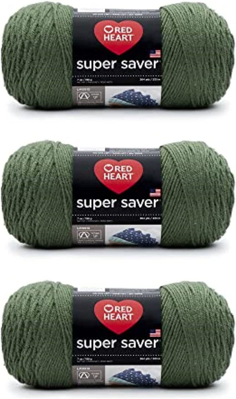 Red Heart Super Saver Medium Thyme Yarn 3 Pack of 198g7oz Acrylic 4 Medium Worsted 364 Yards KnittingCrochet