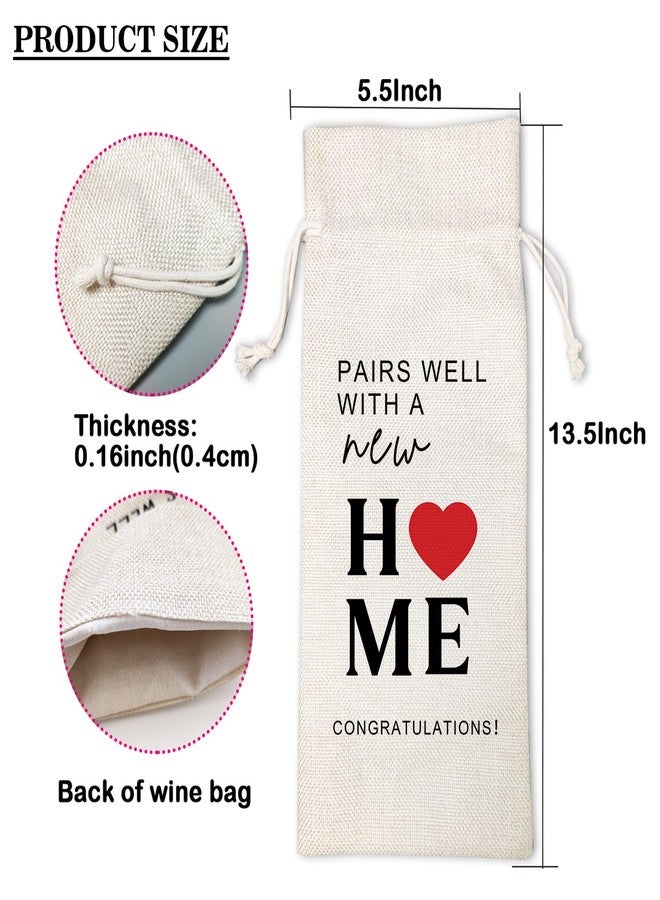 LANBAIHE Housewarming Gift: New Home Wine Bag, 'Pairs Well With a New Home', Beige, 13.5"H x 5.5"W, Fits Standard Wine/Champagne Bottles - Image 4
