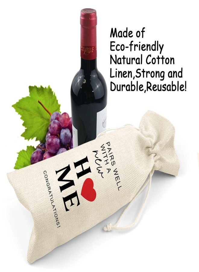 LANBAIHE Housewarming Gift: New Home Wine Bag, 'Pairs Well With a New Home', Beige, 13.5"H x 5.5"W, Fits Standard Wine/Champagne Bottles - Image 5